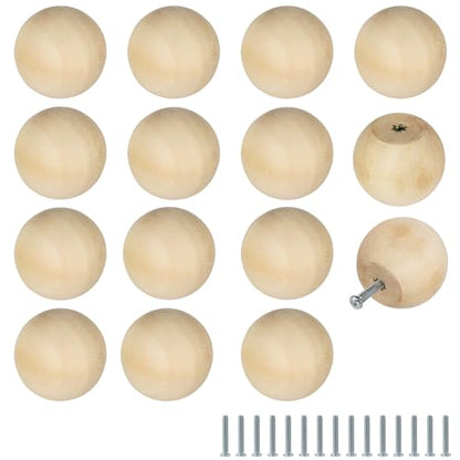 FoDau770 Round Ball Wood Knobs, 1-1/2" Diameter - Unfinished - 30 Pieces - color: Unfinished, size: 1-1/2 Inch
