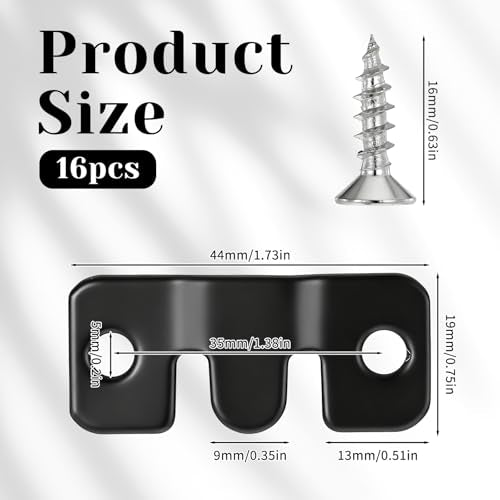 8 Pairs Flush Mount Bracket Interlocking Heavy Duty Photo Frame Hook Black