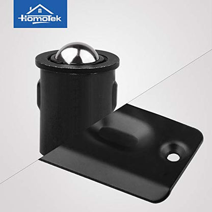HOMOTEK 4 Pack Drive in Ball Catch with Strike Plate for Closet Doors, Black, 13/16 Inch x 1-1/8 Inchs,Die-cast, Adjustable Tension Ball - color: Black