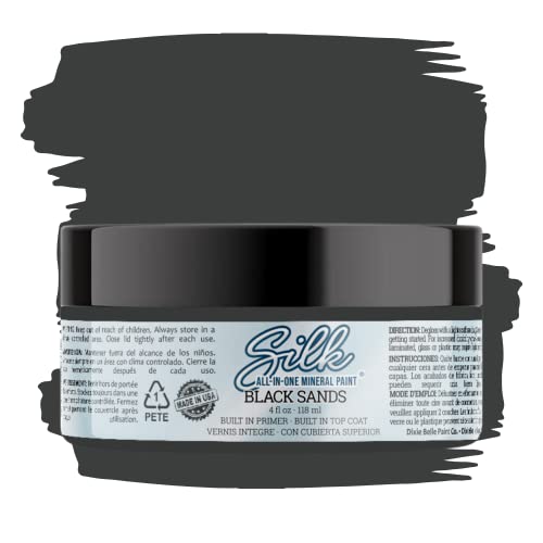 Dixie Belle Silk All-In-One Mineral Paint - Black Sands (4oz) - color: Black Sands, size: 4 Fl Oz (Pack of 1)