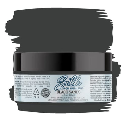 Dixie Belle Silk All-In-One Mineral Paint - Black Sands (4oz) - color: Black Sands, size: 4 Fl Oz (Pack of 1)