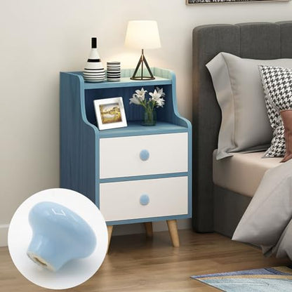 10-Pack Ceramic Cabinet Knobs Sky Blue 32mm Round Drawer Pull - color: Sky Blue