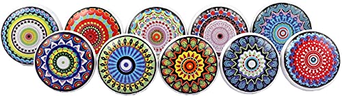 Set of 10 Handmade Ceramic Knobs |Ceramic Cabinet Knobs | Drawer Pulls for Home, Kitchen, Bathroom or Office | Drawer Knob Comes with Bolts and Washer (Multicolor)