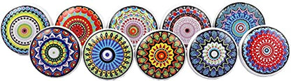 Set of 10 Handmade Ceramic Knobs |Ceramic Cabinet Knobs | Drawer Pulls for Home, Kitchen, Bathroom or Office | Drawer Knob Comes with Bolts and Washer (Multicolor)