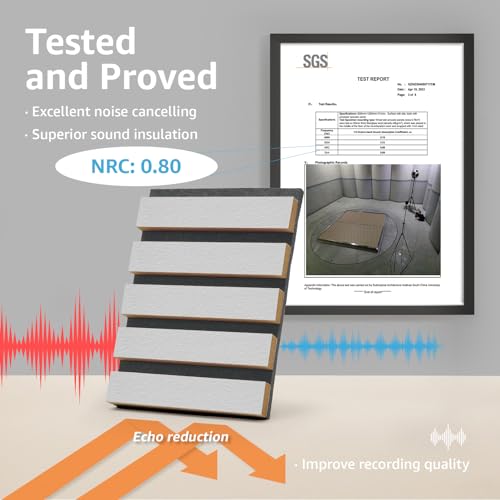 Art3d 4-Pack Fluted Acoustic Wood Slat Wall Panel, 107 x 8 Inch, Silver - color: Silver, size: 4pcs - 107＊8in.