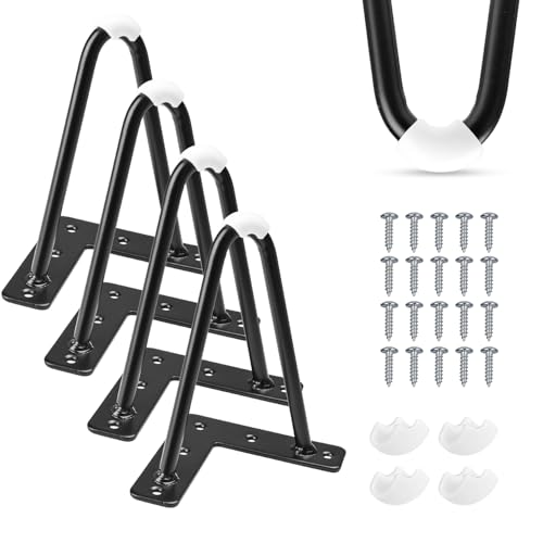 4 Inch Hairpin Table Legs 4 PCS Heavy Duty Mid-Century Modern Black - color: Black, size: 4"/10cm