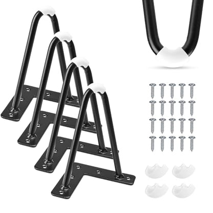 4 Inch Hairpin Table Legs 4 PCS Heavy Duty Mid-Century Modern Black - color: Black, size: 4"/10cm