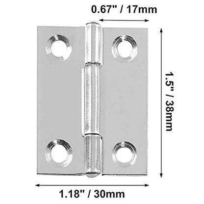 Biaungdo 1.5 Inch Butt Hinge, Stainless Steel Small Hinges, 10 Pack - size: 1.5 Inch
