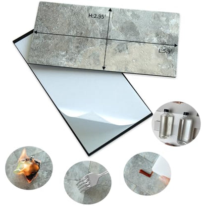 AULIGET 100-Piece Faux Stone Peel and Stick Backsplash Wall Tiles, 3" x 6" Grey & Brown Slate PVC Stick on Tile for Backsplash Kitchen, Bathroom, Laundry Room, Camper, Fireplace - color: Grey & Brown Slate
