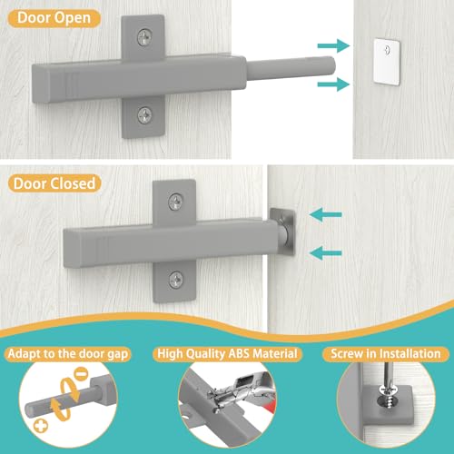 Push to Open Cabinet Hardware, Jiayi Strong Spring Magnetic Push Door Latches, Heavy Duty Push Close Drawer Opener, Pop Out Release Touch Latch for Hidden Barn Kitchen Large Drawer Catch(Gray, 2 Pack) - size: 2 Pack