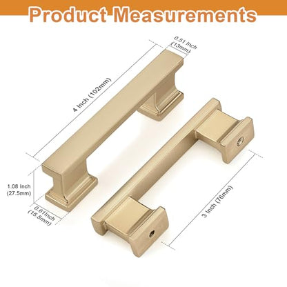 Probrico 10 Pack Champagne Bronze Cabinet Handles 3 Inch(76mm) Hole Center Kitchen Cabinet Pulls, Brushed Brass Cabinet Hardware for Cupboard Champagne Bronze Dresser Drawer Pulls - color: Champagne Bronze, size: 3 inch hole center