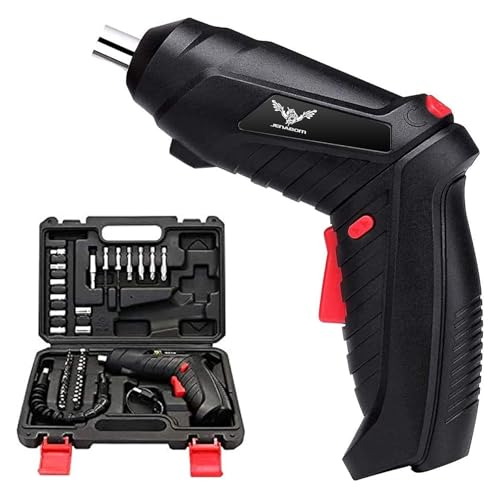 JENABOM Electric Screwdriver, 3.6V Cordless Drill, 44pcs Bit Set - color: Black