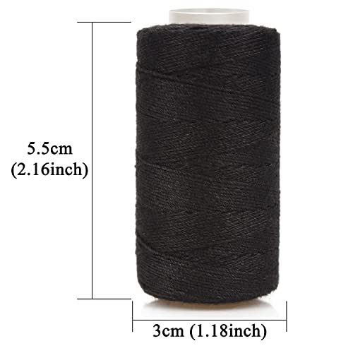 XCZYN Needle and Thread Set Professional Hair Extension Tools 10Pcs Curved Needle with 3Pcs Black Threads for Making Wig DIY Hand Sewing Hair Weave Extension (3 Thread, Black)