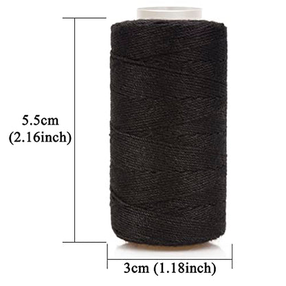 XCZYN Needle and Thread Set Professional Hair Extension Tools 10Pcs Curved Needle with 3Pcs Black Threads for Making Wig DIY Hand Sewing Hair Weave Extension (3 Thread, Black)