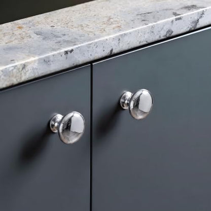 homdiy 30 Pack Polished Chrome Round Solid Zinc Alloy Cabinet Knobs - color: Polished Chrome