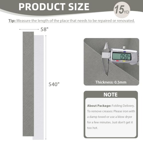 Waterproof Canvas Fabric by The Yard 600D Upholstery Outdoor Fabric 58”W - color: Silver Grey, size: 15 Yards 58" x 540"