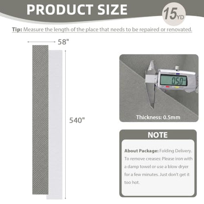 Waterproof Canvas Fabric by The Yard 600D Upholstery Outdoor Fabric 58”W - color: Silver Grey, size: 15 Yards 58" x 540"