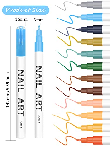 12 Color Nail Art Pens Kalolary Nail Art Markers Point Graffiti Dotting Pen - color: B