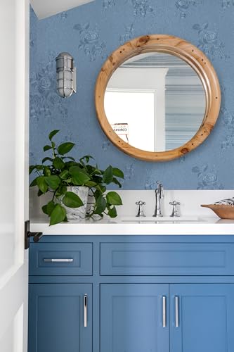 Erfoni Grey Blue Peel and Stick Wallpaper Floral Embossed Contact Paper - color: Blue, size: 17.7" x 197"
