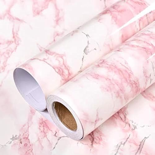 tiltil Glossy White/Pink Marble Contact Paper Granite Wallpaper 15.8"×78.7" - size: 15.8" x 78.7"