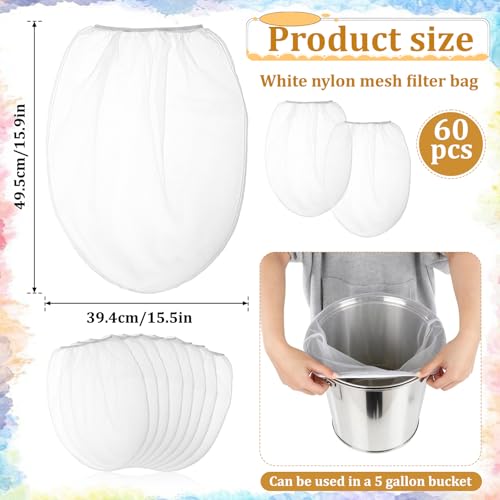 60 Pcs Paint Strainer Bags, 5 Gallon Fine Mesh Filter Bag