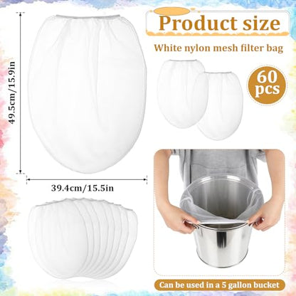 60 Pcs Paint Strainer Bags, 5 Gallon Fine Mesh Filter Bag