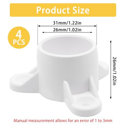 3/4 Inch PVC Flange PVC Table Leg Cap, 4 Pack Furniture Grade Rod Holder with Mounting Screws, Pipe Flange Fittings for DIY Making Storage Shelves, Support Feet - size: 3/4 Inch
