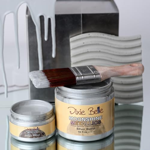 Dixie Belle Paint Company Moonshine Metallics - Silver Bullet (16oz) - color: Silver Bullet, style: 16 Fl Oz (Pack of 1)