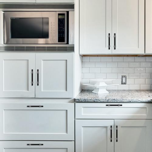 20 Pack 5 Inch Black and Polished Chrome Cabinet Handles - color: Black and Polished Chrome Knurled, size: 5'' Hole Center(128mm)