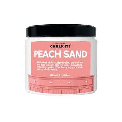 CHALK IT! All-in-One Multi-Surface Chalk Paint for Furniture & Cabinets - No Sanding, No Primer, Built-In Top Coat Water-Based, Low-Odor, Fast-Drying, Matte Finish (Peach Sand Color) - color: Peach Sand