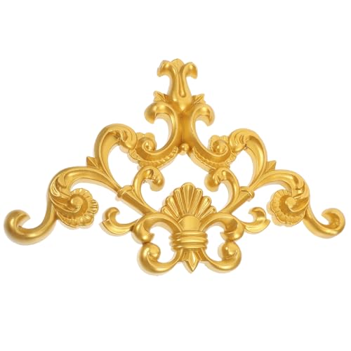 SHINEOFI Vintage Carving Applique Decor, Corner Wall Ornament Over Door Corner Applique Ceiling Onlay Decoration for Living Room Decor, DIY Adhesive Wall Onlay, Golden