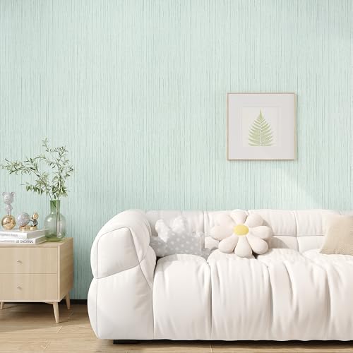VEELIKE Light Green Grasscloth Wallpaper Textured Grass Cloth Peel and Stick Wallpaper 15.7''x118'' Grasscloth Contact Paper Self Adhesive Removable Green Linen Vinyl for Bedroom Bathroom Wall Cabinet - color: Light Green, size: 15.7" x 118"