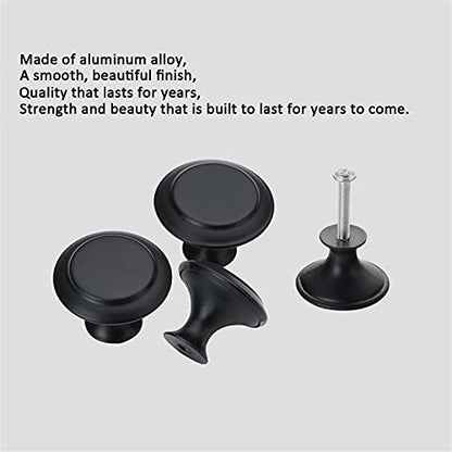 12PCS Cabinet Knobs, Black Cabinet Pulls Cabinet Knobs Inway, Round Drawer Knobs Cabinet Hardware with Screws, for Kitchen Bedroom Furniture - color: Black