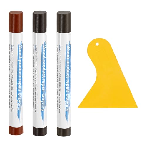 uxcell 3Pcs Wood Filler Sticks, Furniture Scratch Repair Wax Crayons Furniture Touch Up Markers Wood Repair Wax Kit with Spatula for Wood Furniture Floors, 3 Colors Mixed Wood Series - color: Mixed Wood Series