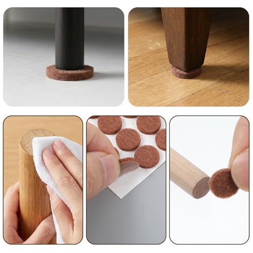 Nogeqi 48Pcs Small Felt Pads for Chairs Table Leg and Doors 1/2 Inches Diameter Small Felt Pads Door Bumpers for Furniture Feet Protect Your Hardwood Floors