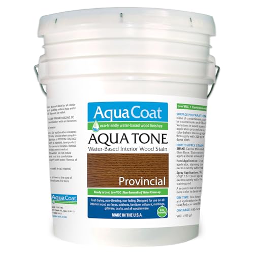 Aqua Coat Aqua Tone Water-Based Wood Stain (5-Gallon, Provincial) - color: Provincial, size: 5 Gallon