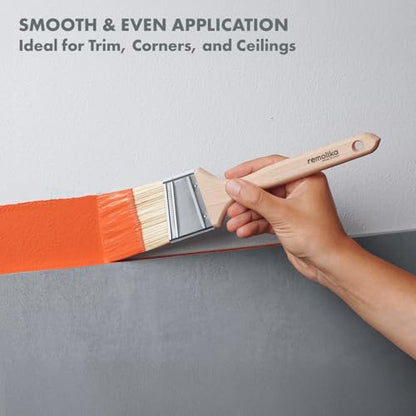 3 - Pack Premium Paint Brushes - Made in Italy – 1.5 Inch Flat Paint Brush, 2 Inch Angle Sash Brush, 2.5 Inch Flat - Ideal for Professionals and Homeowners - size: 3 Pack ( 1.5" Flat, 2.5" Flat, 2" Angle)
