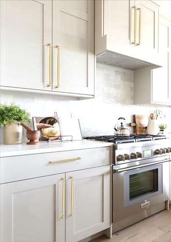 10 Pack Brushed Gold Cabinet Pulls 10 Inch(254mm) Kitchen Cabinet Handles Solid Zinc Alloy Cabinet Hardware Drawer Pulls - color: Brushed Gold, size: 10" Hole Center