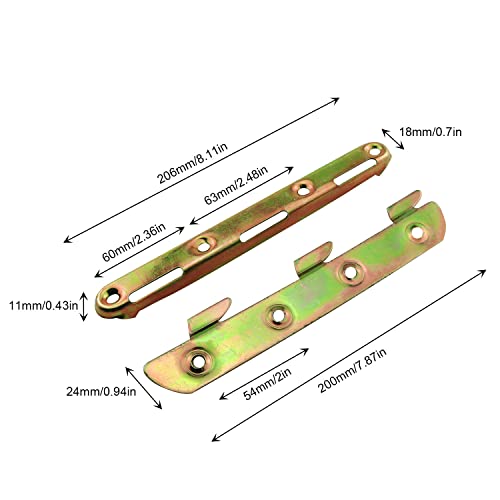 4pcs Hardware Bed Hinge Connector 8" Bed Rail Brackets for Bed Frame Bed Rail Headboards Footboards