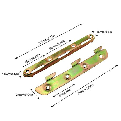 4pcs Hardware Bed Hinge Connector 8" Bed Rail Brackets for Bed Frame Bed Rail Headboards Footboards