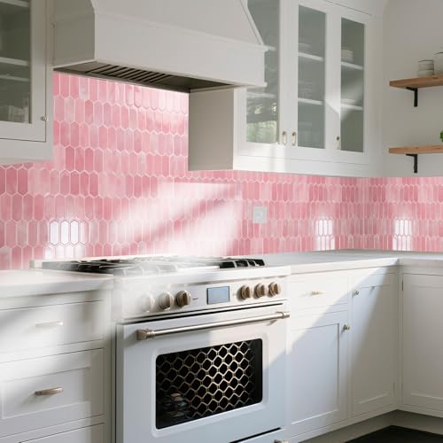 Art3d Hexagon Tile Peel and Stick Backsplash, 10-Pack, 12 x 12 Inch, Pink - color: Pink, size: 12 x 12 Inch