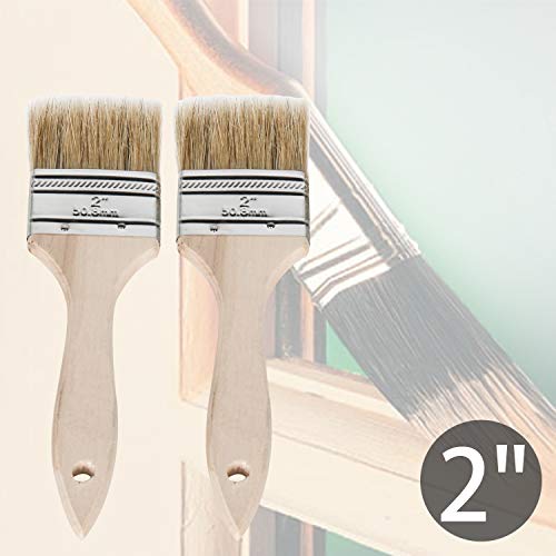 ETERNA 6Pack Household Chip Paint Brush 1inch 2inch 3inch Natural Bristles Wooden Handle Flat Brushes Set for Painting, Glue, Oil, Acrylic, Stain - color: 6 Pack- 1", 2", 3"