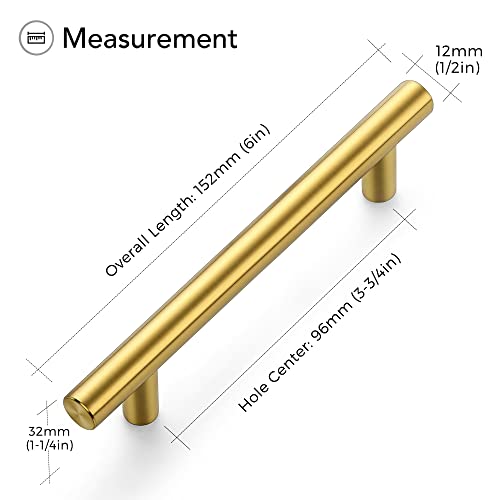 Ravinte Brushed Brass Cabinet Handles, 5 Pack Drawer Pulls, 3-3/4 in - size: 3-3/4 Inch Hole Centers