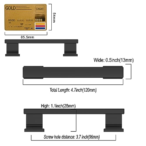 Amerdeco 10 Pack Matte Black Cabinet Hardware - 3-3/4" - color: Matte Black, size: 3.75" hole center