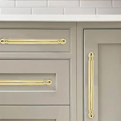 khtumeware 2-Pack Polished Brass Heavy-Duty Solid Cabinet Pulls, 5 Inch (128mm) Hole Center,Polished Gold Drawer Pulls, Cabinet Hardware, Suitable for Kitchen Cabinets, Bathrooms and Dressers - color: Polished Brass, size: 5 Inch(128mm)Hole Center