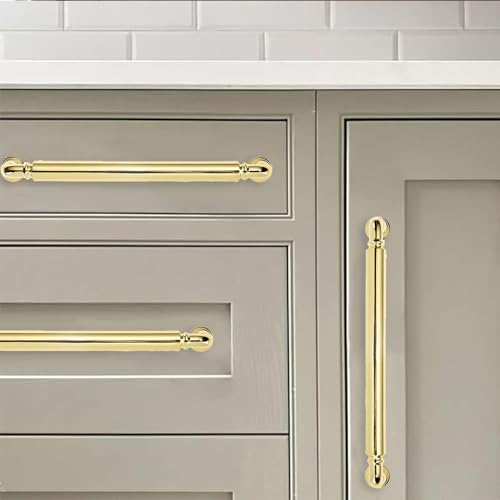 khtumeware 2-Pack Polished Brass Heavy-Duty Solid Cabinet Pulls, 3-1/2 Inch (89mm) Hole Center,Polished Gold Drawer Pulls, Cabinet Hardware, Suitable for Kitchen Cabinets, Bathrooms and Dressers - color: Polished Brass, size: 3-1/2 Inch(89mm)Hole Center