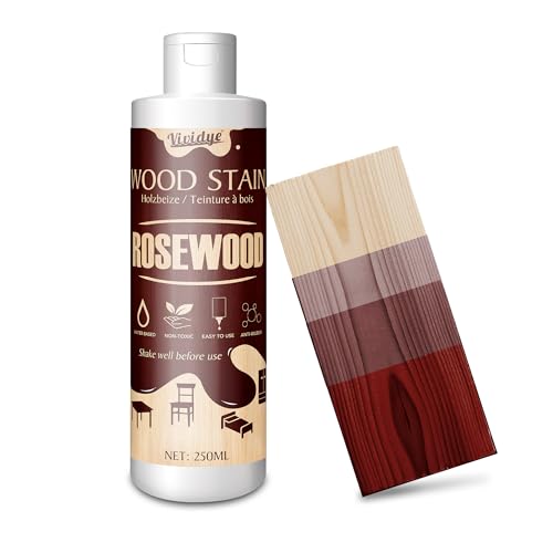 Wood Stain, 8.5oz/250ml Water Based Wood Stain for Indoor and Outdoor Furniture, Cabinet, Wood Panel, Door, Trim and More - Fast Drying, Low Odor＆Non-Toxic, Easy to Apply, Multiple Finishes (Rosewood) - color: Rosewood