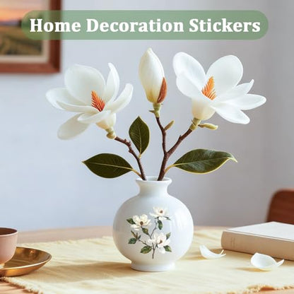 WANDIC 6 Sheets Magnolia Rub On Transfer Sticker, Flower Theme Decal for Home Party Present Packaging DIY Scrapbooking Photo Albums Furniture,15 * 30cm - color: Magnolia Rub on Transfer Sticker