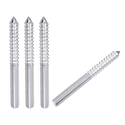 8pcs Hanger Bolts 3/8"-16x4 Silver Zinc Coated - color: White, size: 3/8"-16x4"
