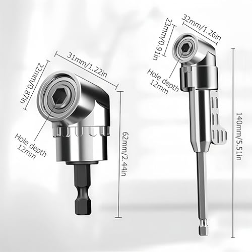 105 Degree Right Angle Drill Adapter, 2025 New 1/4" Hex Shank Driver Angle Drill Attachmen for Screwdriver & Drill(Long+Short) ﻿ ﻿ ﻿ ﻿ ﻿